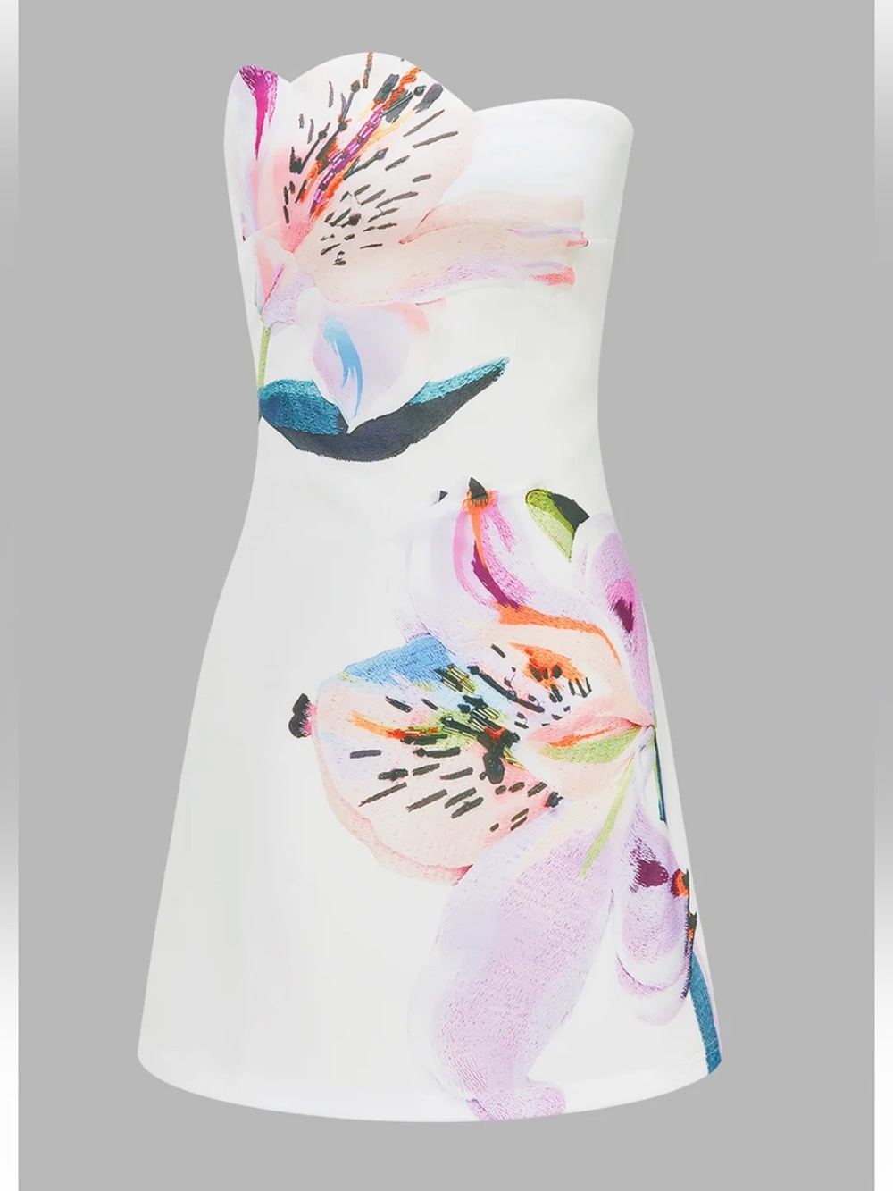NWT Commense Floral Print Strapless A-Line Mini Dress